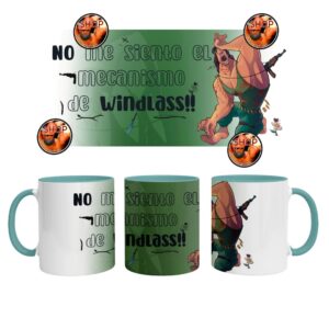 Taza "RAMBO NO SIENTE EL MECANISMO DE WINDLASS" color verde